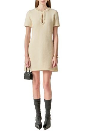 English Factory Bead & Rhinestone Sweater Dress in Off White at Nordstrom, Size X-Small