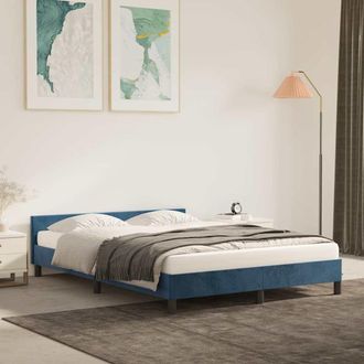 vidaXL Vidaxl - Estructura De Cama Sin Colch&oacute;n Terciopelo Azul Oscuro 140x200cm