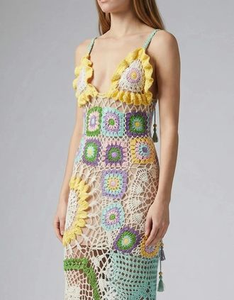 Oceanus Womens Octavia Crochet Party Dress Multi-Coloured - Size: 18/16