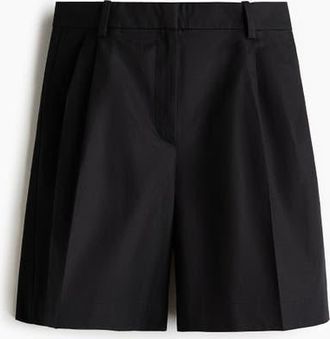 H&M Linen-blend Tailored Shorts in Black at Nordstrom, Size 10