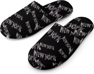 Generic New York Mens Cotton Slippers Memory Foam Comfort House Shoes Winter Indoor Slipper for Hotel Casa Spa