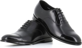 Doucal's Black Leather Oxford Shoes