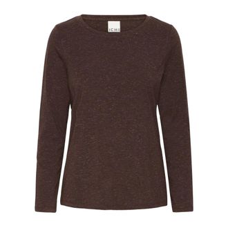 Ichi Ichi - Lange Mouw Coffee Bean Top - Dames - Truien - Bruin - Maat: L