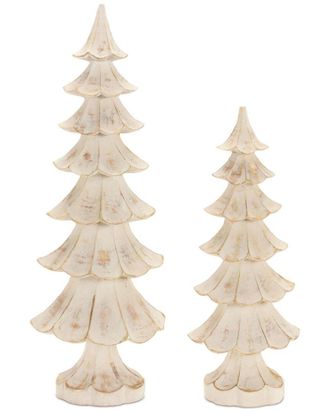 Melrose International Set Of 2 Brushed Gold Pine Tree