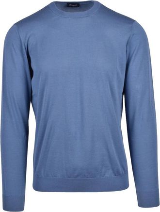Drumohr Cotton Crew Neck Sweater - Blue