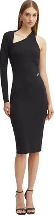Karl Lagerfeld Asymmetrische Jersey Jurk - Dames - Casual kleedjes - Zwart - XS - Polyester - Kleedjes