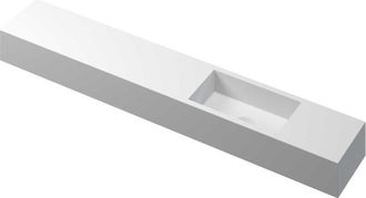 Bernacchini Nice Time Fonteinplateau - 120x20x10cm - wasbak rechts - 0 kraangaten - rechthoekige kom - polystone wit mat