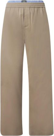 Msgm Wijde Katoenen Gabardine Broek - Heren - Wijde Broeken - Beige - M - Katoen - Broeken
