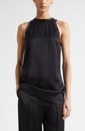 Toteme Curved Satin Tank in Black at Nordstrom, Size 0 Us