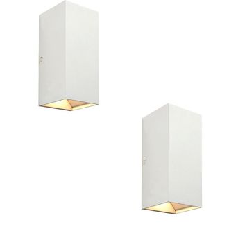 Loops 2 PACK Twin Outdoor Rectangular Wall Light - 2 x 5.5W CCT LED - Matt White