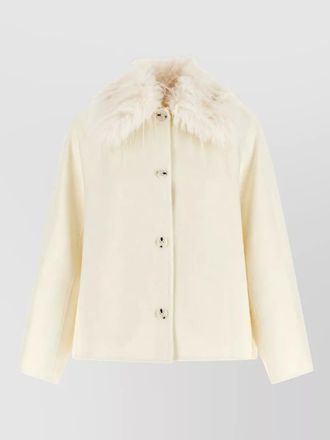 Loulou Studio cashmere blend faux fur collar jacket
