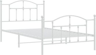 vidaXL Metal Bed Frame without Mattress with Footboard White 107x203cm Vidaxl