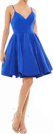 Mac Duggal Ieena Backless A-Line Flare Mini Dress In Royal