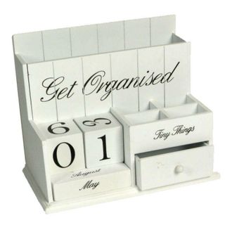 Vacchetti Vacchetti - Organizador De Escritorio De Madera Blanca Cm28x16h21
