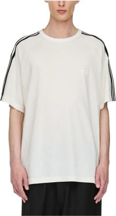 adidas Y-3 Short Sleeve Tee 3-Stripes - Heren - Sportshirts - Wit - S - Katoen - Fitness