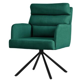 ML Design Ml-design Silla De Comedor Giratoria, Verde Oscuro Asiento De Cocina Con Respaldo Extra&iacute;ble Y Reposabrazos Dise&ntilde;o Ergon&oacute;mico Mueble Tapizado Con Funda
