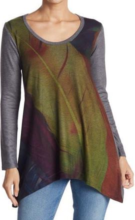 Go Couture Asymmetrical Swing Sweater in Charcoal Print 1 at Nordstrom Rack, Size Medium