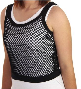 Generic Women Sleeveless String Vest Ladies MESH Fishnet Gym T-Shirt Cropped Tank Tops[Black,XL]
