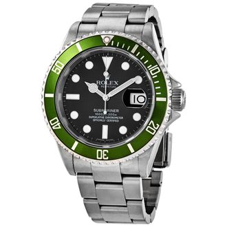 Rolex Pre-owned Rolex Submariner Automatic Chronometer Kermit Black Dial Mens Watch Pre owned 16610LV