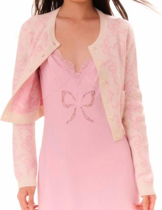 LoveShackFancy Veronika Crew Neck Cardigan In Bon Bon Pink