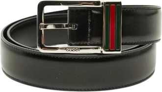 Gucci Pre-owned Shearling Line Leren Riem - Heren - Vintage Accessoires - Zwart - ONE Size - Leer - Vintage