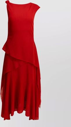 Ganni long dress asymmetric drape knotted shoulder