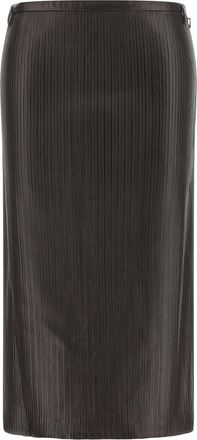 Tom Ford Brown Lamb Leather Midi Womens Skirt