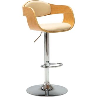 vidaXL vidaXL Sgabello da Bar Crema in Legno Piegato e Similpelle