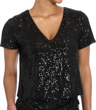 Muse Sequin Short Sleeve Tee In Black