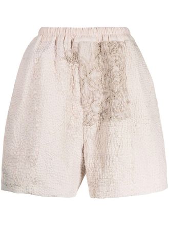 By Walid Bermuda shorts met patchwork - Beige
