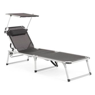 BIZZOTTO Lettino Plegable Con Toldo Cayo Antracita - 58a X 193b X 76h Cm