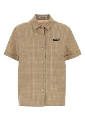 Miu Miu Beige Regular Checks Shirt