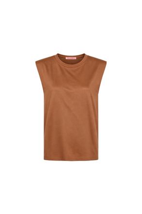 Valentino Garavani Padded-Shoulder Cotton Top Beige 4B3Mg22M8Gg_0Bg