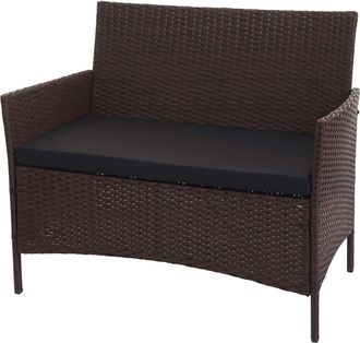 Hhg Banco De Jard&iacute;n De Polirrat&aacute;n Halden, Asiento De Banco, Marr&oacute;n Moteado, Cojines Negros