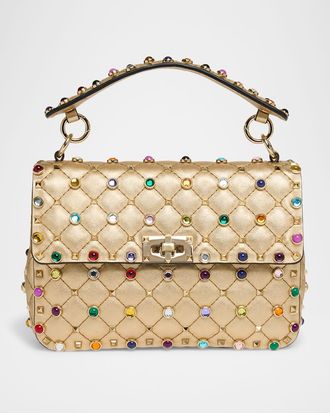 Valentino Garavani Rockstud Medium Embellished Leather Shoulder Bag