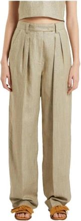 Marella Wide Trousers, female, Green, Size: M Stylish Array Pants