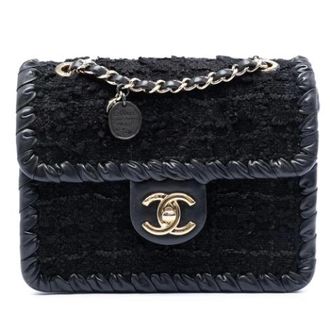 Chanel Pre-owned Tweed Crossbody Bag - Dames - Pre-owned - Zwart - Maat: ONE Size Tweed