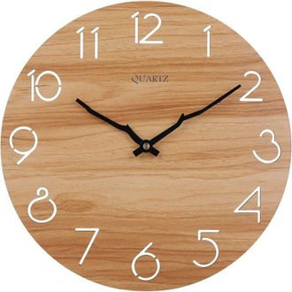 Elle Reloj De Pared De Madera Maciza Natural, Reloj De Madera De 30 Cm, Mecanismo Silencioso, Sin Tictac, Reloj De Pared De Estilo Moderno Y Sencillo Para 