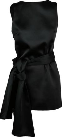 Eleh Short Satin Dress With Decorative Bow And V-Neckline