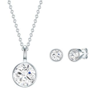 Rafaela Donata Womens Female Sterling Silver Set (Necklace + Earring) - One Size
