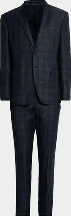 Emporio Armani Men & apos;s Wool Super 130s Plaid G Line Suit