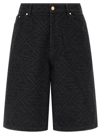 Casablanca Black Laser Monogram Denim Bermuda Shorts
