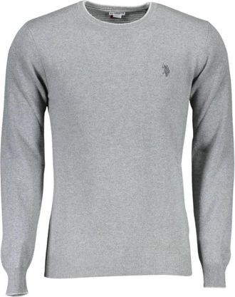U.S.Polo Association Slim Lange Mouwen Trui - Heren - Ronde hals truien - Grijs - 2XL - Wol - Truien & Vesten