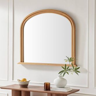 Furniturebox Cecily Gold Wood Large 110x90 Overmantle Arch Mirror