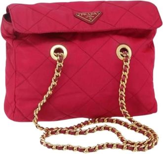 Prada Pre-owned Shoulder Bags, female, Pink, Size: ONE SIZE Pre-owned Nylon Shoulder Bag