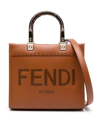 Fendi small Sunshine leather tote bag - Brown