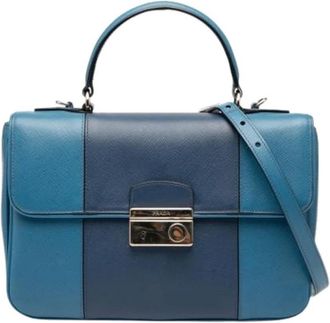 Prada Pre-owned Handbags, female, Blue, Size: ONE SIZE Pre-owned Leather Handbag