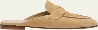 Prada Triangle Logo Suede Loafer Mules