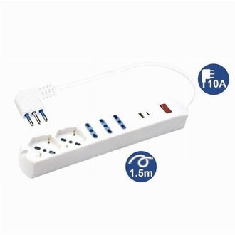Trade Shop Trade Shop - Multipres 7 In 1 Usb A + C + 3 Paymentos + 2 Schuko/eu Cavo 1.5mt 80080