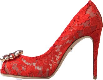 Dolce & Gabbana Womens Heels Red Cotton Silk Viscose